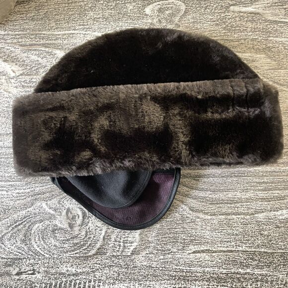 Kevin McAndrew Faux Fur Hat Mens Sz L Brown Furry Fedora Mad Men Style Ear Flap - Picture 1 of 13